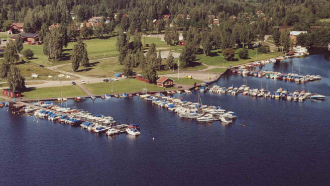 Flygbild över hamnområdet